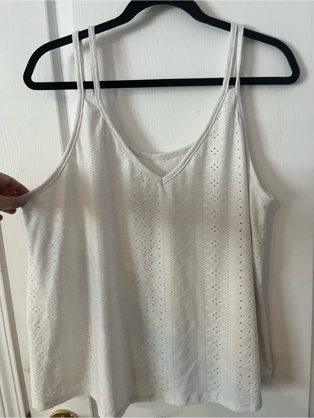 SHEIN White Eyelet V-Neck Double-Strap Camisole